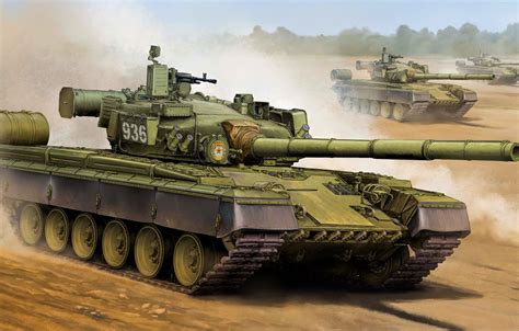 Wallpaper weapon, war, art, painting, tank, T-80 images for desktop ...