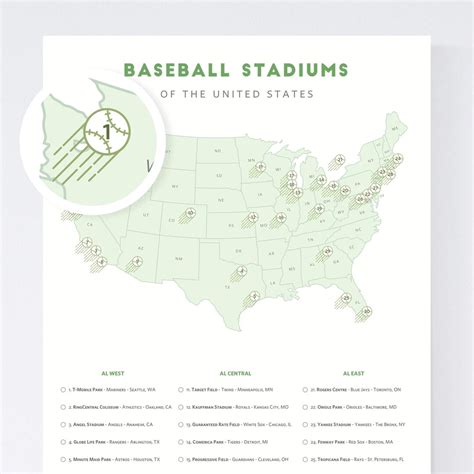 MLB Stadiums Checklist Map all Sizes / MLB Stadium Tracker - Etsy