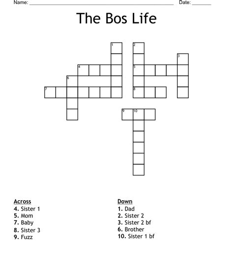 The Bos Life Crossword - WordMint