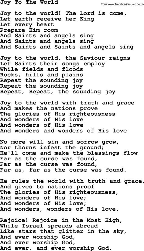 Willie Nelson song: Joy To The World, lyrics