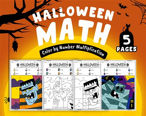 Printable Coloring Pages for Kids Halloween Party Favors - Color by Number (Multiplication ...