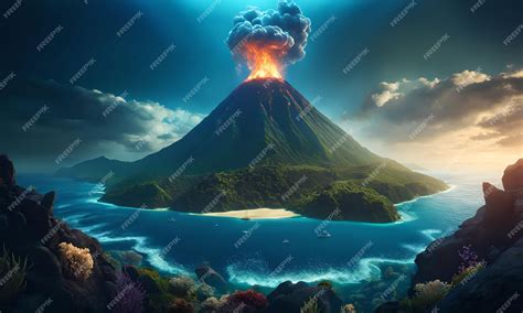 Underwater Volcanoes in the Ocean Floor | Premium AI-generated image