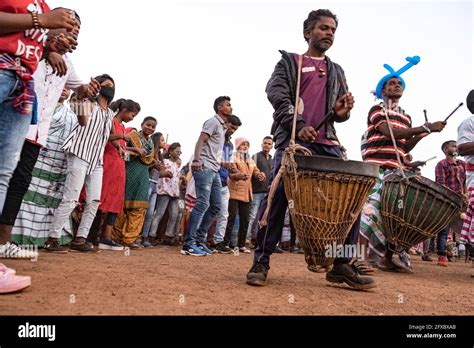 Santal tribal people celebrating an annual gathering. The festival ...