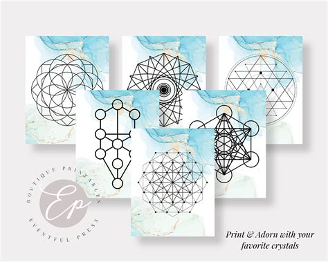 25 Printable Crystal Grid Templates | Blue Green, Sacred Geometry ...