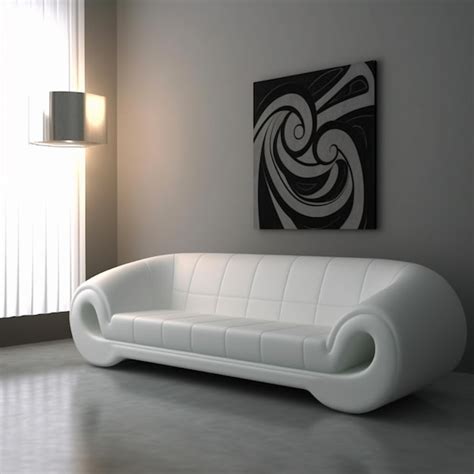 Premium AI Image | a white couch with a black and white painting on the ...