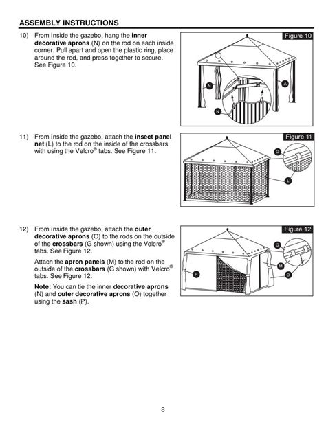 10 ft. x 12 ft. steel gazebo assembly & instructions manuals