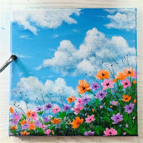 Colorful Flower Field Acrylic Painting