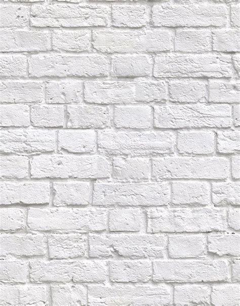 White Brick Wallpaper with Old Fashioned Pattern