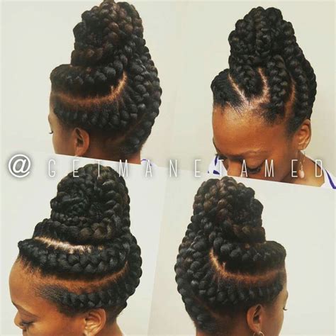 Goddess Braid Black Updo Hairstyles With Weave