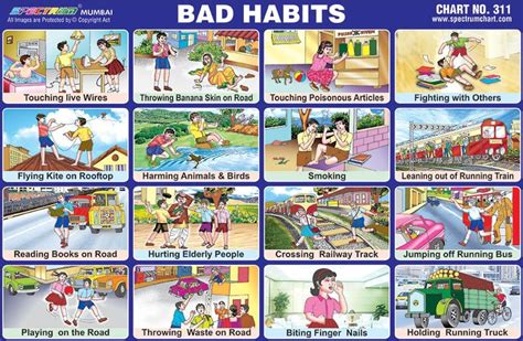 25 x Pre - School Children Bad Habits Learning Educational Pictorial ...