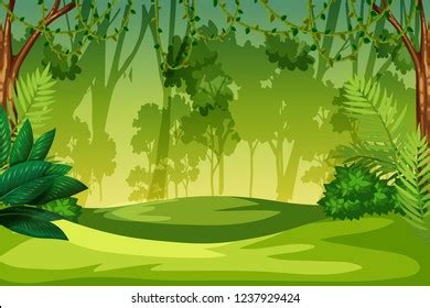 Green Jungle Landscape Illustration Stock Vector (Royalty Free) 1237929424 | Shutterstock