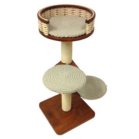 Single Tower Cat Tree with Partially Open Sisal Basket – Cat's Cozy Space