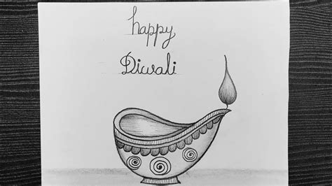 Diya Drawing Step By Step // Easy Diya Drawing For Diwali | Diwali ...