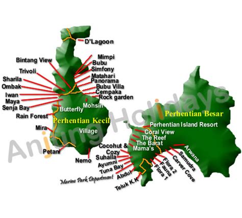 Perhentian Island Map, Malaysia