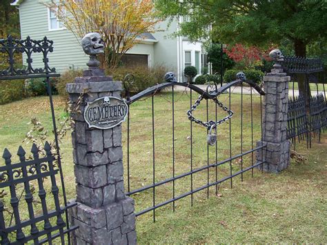 Cemetery Gate | Halloween graveyard, Halloween outdoor decorations, Halloween tombstones