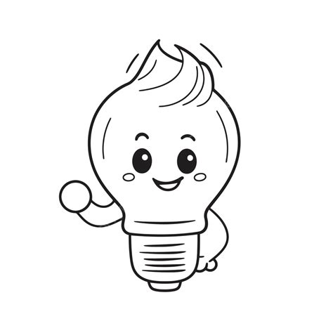 Light Bulb Cartoon Funny Character Coloring Page Outline Sketch Drawing ...