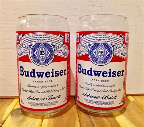 BUDWEISER Can Beer Glasses SET OF 2 Shaped Like a Beer Can Drinking Glass EUC | eBay | Beer can ...