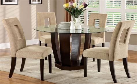 Round Glass Dining Table Wood Base - Foter