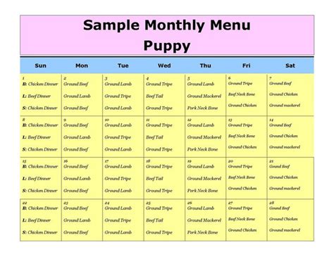 Sample Menu - Totally Raw Natural Dog Food | Raw dog food recipes, Raw pet food, Raw dog food diet