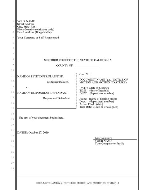 California Legal Pleading Template