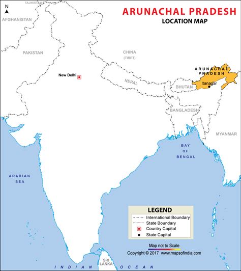 Location map of Arunachal Pradesh