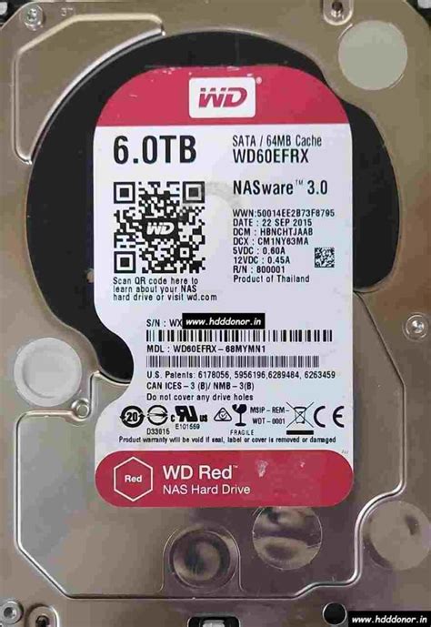 WD60EFRX-68MYMN1, HANCKTJMAB, 2060-800001-002 REV P1, Western Digital 6 TB SATA 3.5″ Donor Hard ...