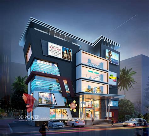 3D Rendering With Exterior Elevation Fpor Shopping Mall | Mall facade ...