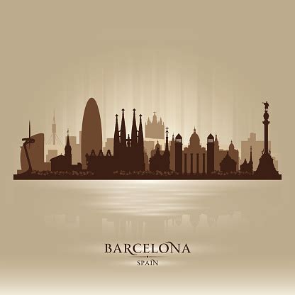 Barcelona Spain City Skyline Silhouette Stock Illustration - Download ...