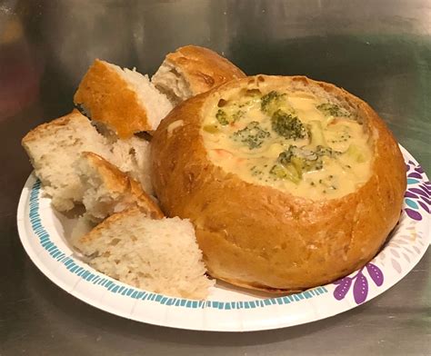 Homemade Bread-Bowl and Broccoli Cheese Soup. - Dining and Cooking