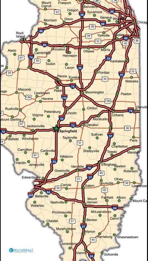 Illinois Free Printable Map