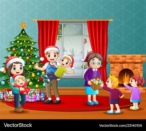 Happy family celebration a christmas in the living