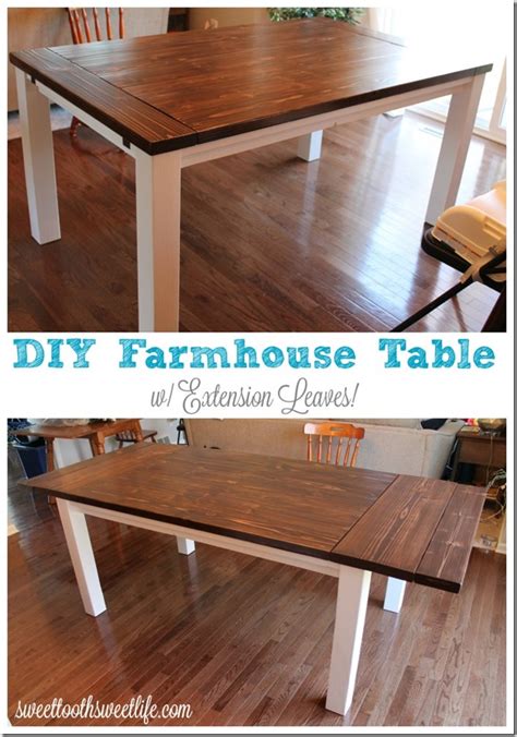 DIY Farmhouse Table with Extension Leaves (with Plans!) - Sweet Tooth ...