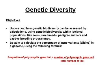 Biology - Genetic Diversity, Polymorphism and calculations. | TpT