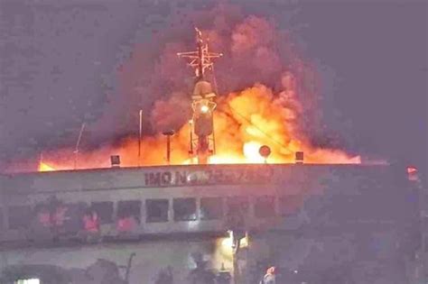 Passengers, crew rescued after ship catches fire near Cebu | Philstar.com