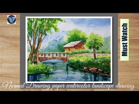 Normal Drawing paper watercolor landscape drawing /Village scenery ...