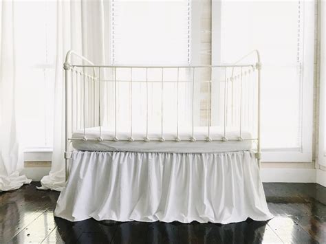 White Crib Skirt Farmhouse Crib Skirt Cotton Crib Skirt - Etsy