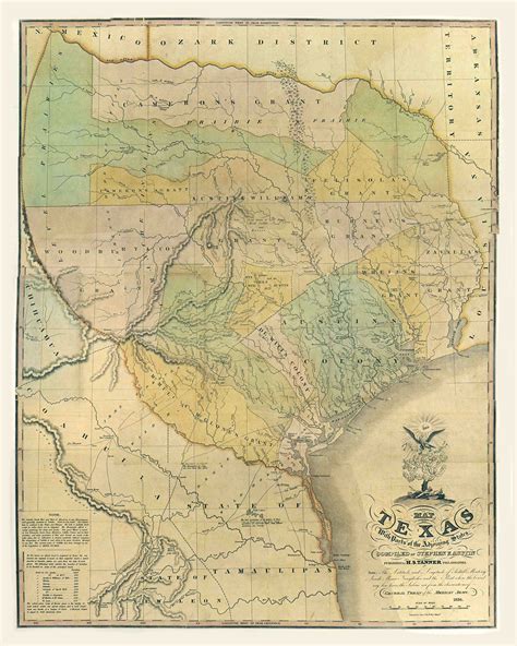 Texas Map Print 1836 by Stephen F. Austin - Etsy