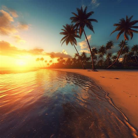 Premium AI Image | Palm tree on the beach