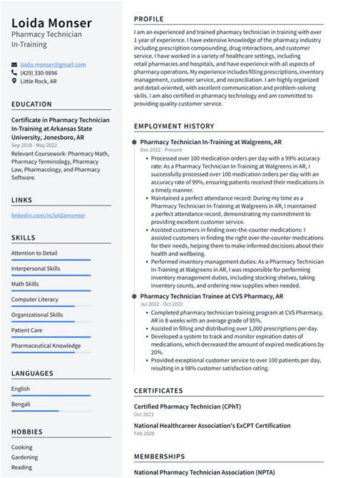 CVS Pharmacy Technician In-Training Resume Examples