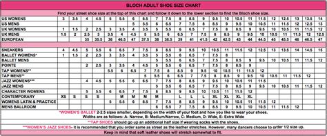 Bloch Ballet Shoes Size Chart | amulette