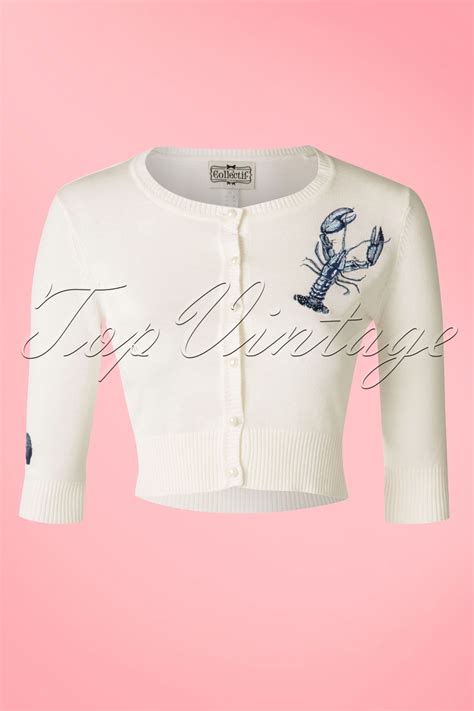 40s Lucy Lobster Cardigan in Ivory