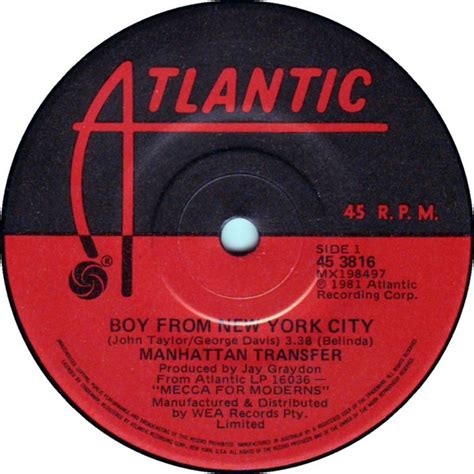 The Manhattan Transfer - Boy From New York City (1981, Vinyl) | Discogs