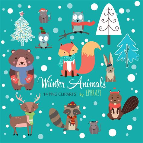 Winter Forest Animals Clipart