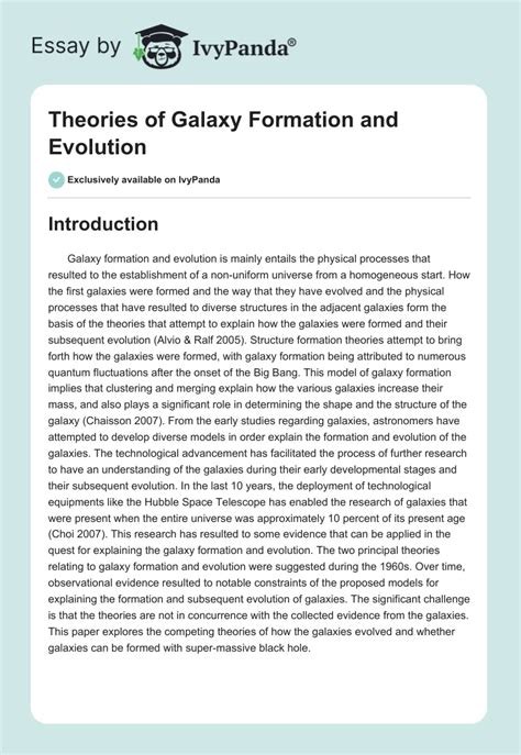 Theories of Galaxy Formation and Evolution - 2474 Words | Essay Example