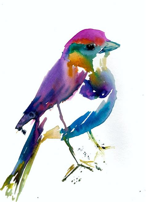 Kleurrijke vogel print Ren the Bird door Jess Buhman, Meerdere formaten, Selecteer uw maat ...