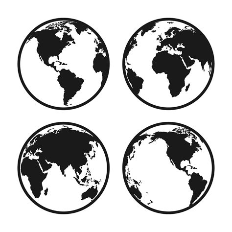 Globe icon. Globe map vector black color. Globe silhouette vector ...