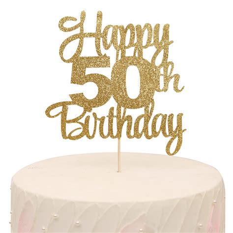 Buy Happy 50th Birthday Cake Topper - 50th Anniversary Cake Topper ...