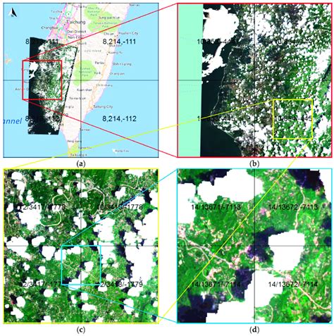 Illustration displaying a Landsat-8 image at different levels of detail ...