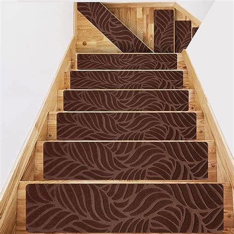 Stair Tread Carpet Mats Self Adhesive Non-Slip Water Absorption Stair Mat Step Rugs Safety Mute ...