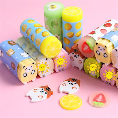 Kids Cute Eraser Set of 12jelly Pencil Rubber Eraserschool - Etsy Singapore